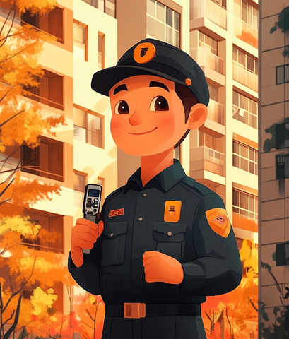 保安站岗卡通插图