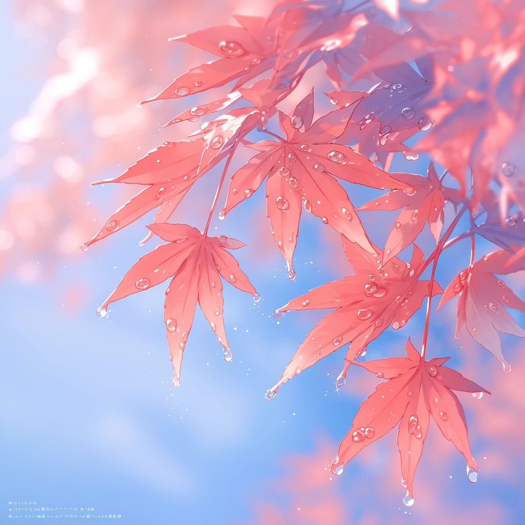 红叶秋露映日光