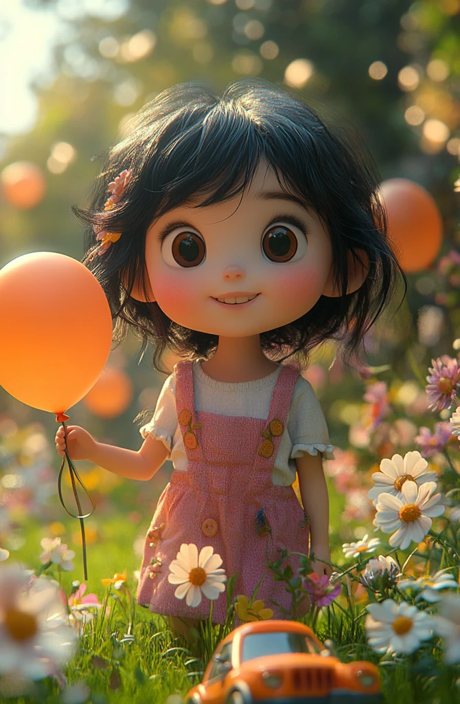 女孩玩气球积木