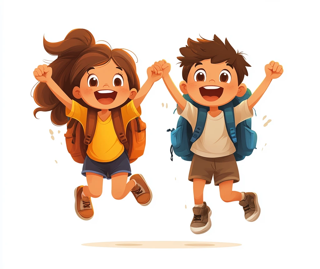 跳跃的男孩女孩