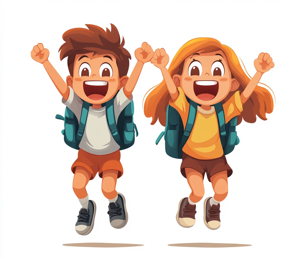 跳跃的男孩女孩