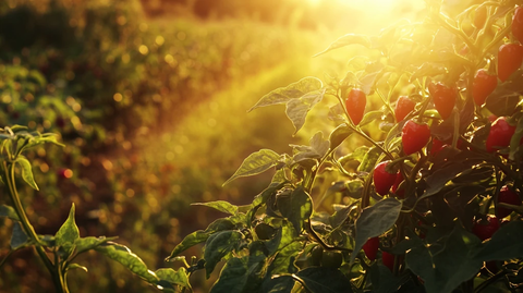 阳光照射下的辣椒