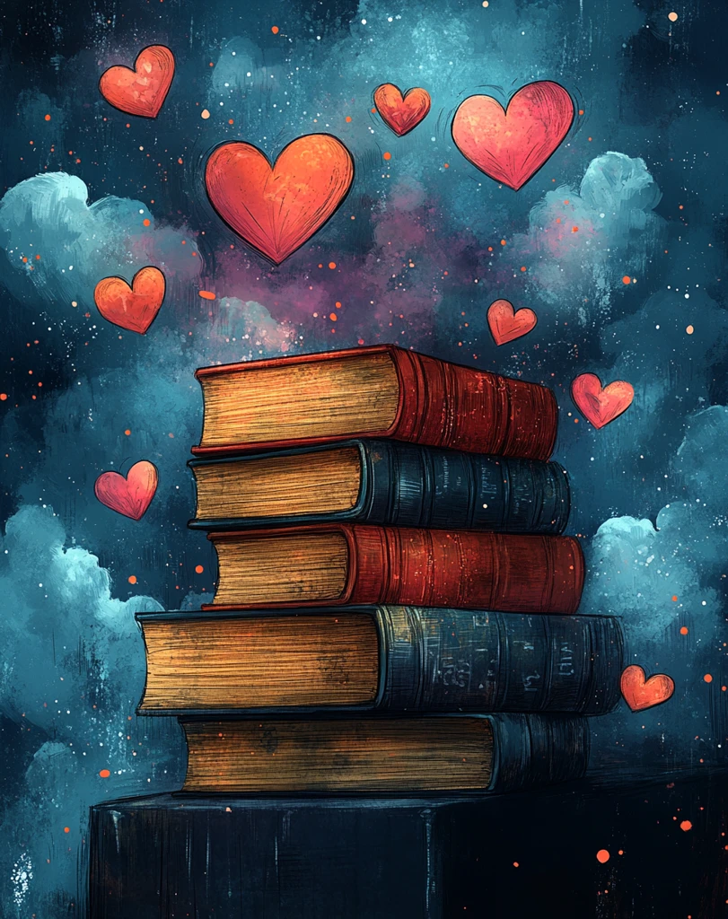 书籍与爱心云彩