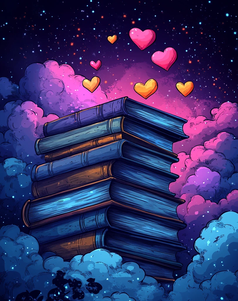 书籍与爱心云彩