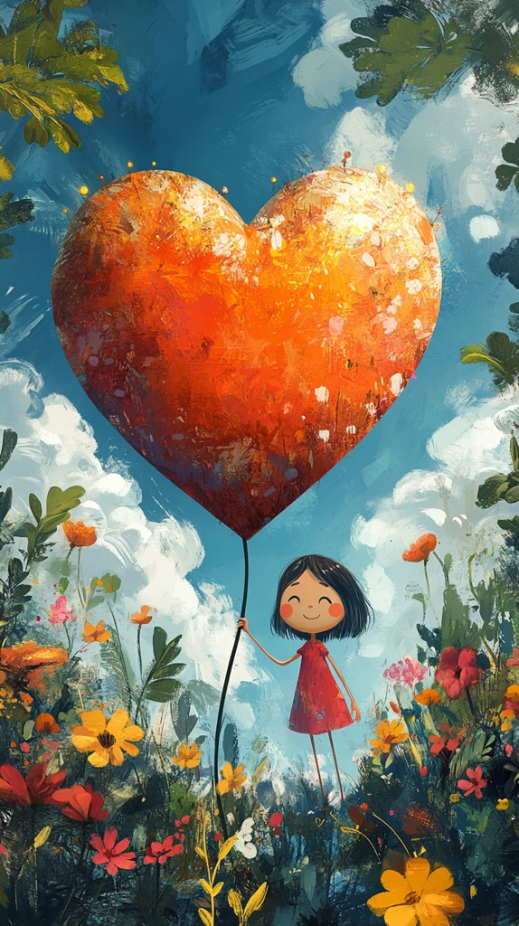 心形角色牵手女子