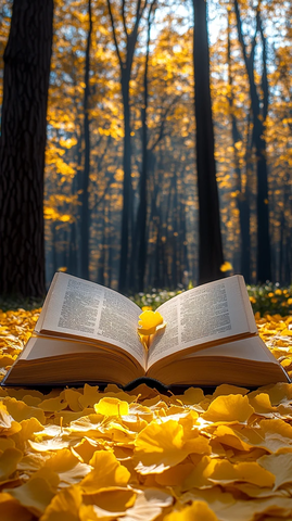 金黄阳光下的书页