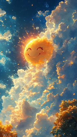 黄笑脸与蓝天白云