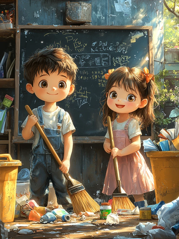 教室清洁三人行