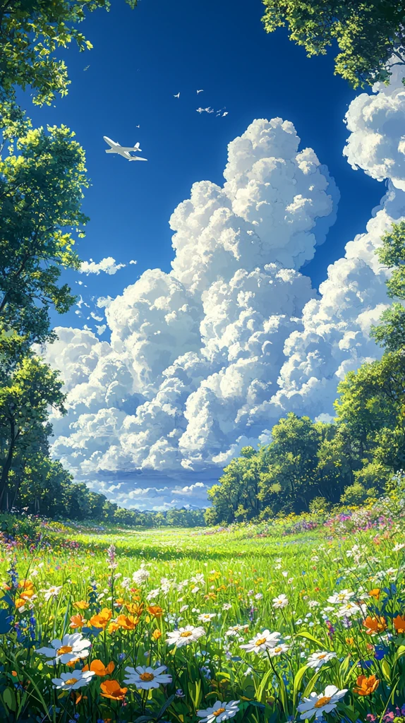 蓝天白云绿草地