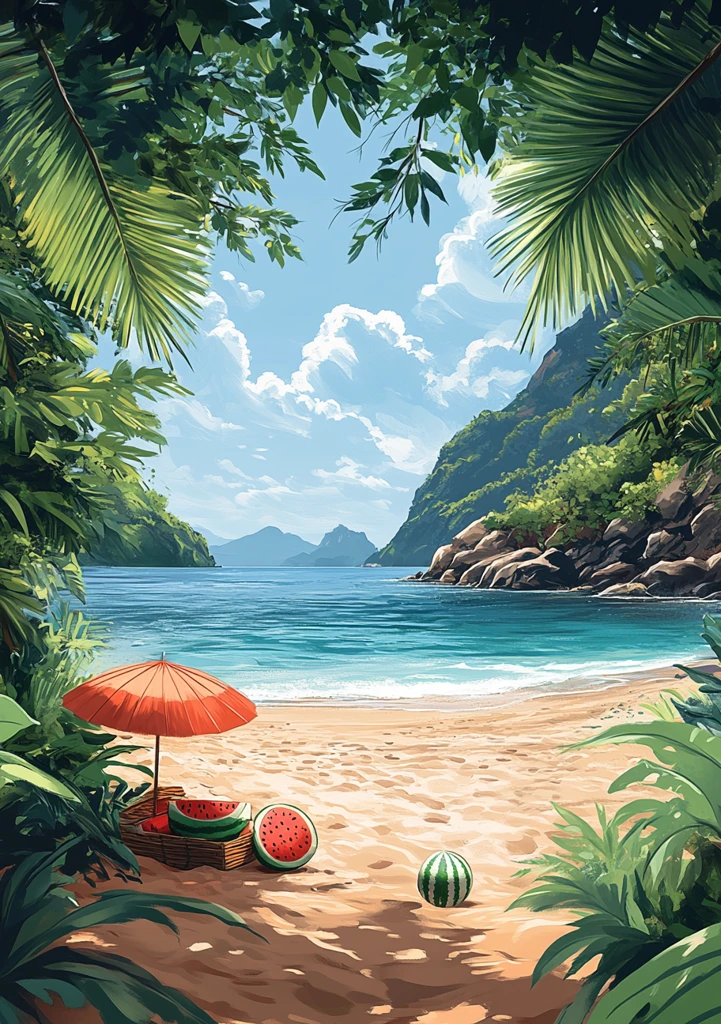 海滩遮阳伞野餐