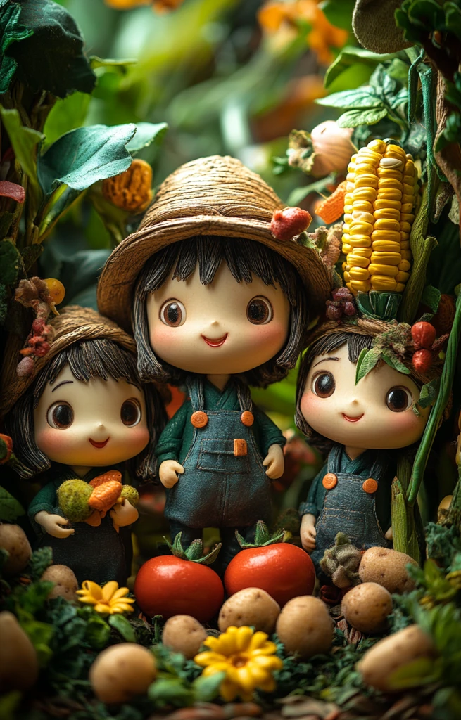 儿童与蔬菜场景