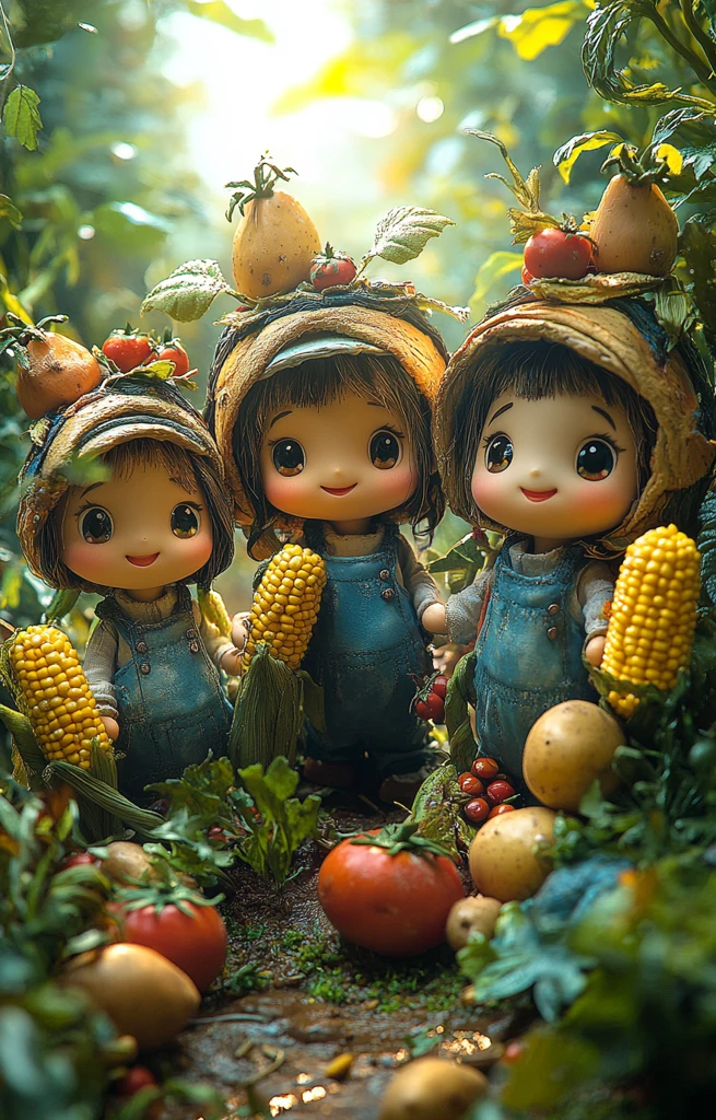 儿童与蔬菜场景