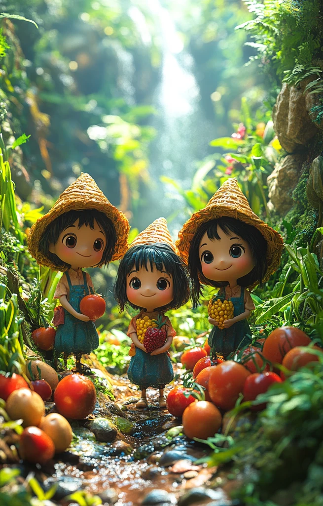 儿童与蔬菜场景