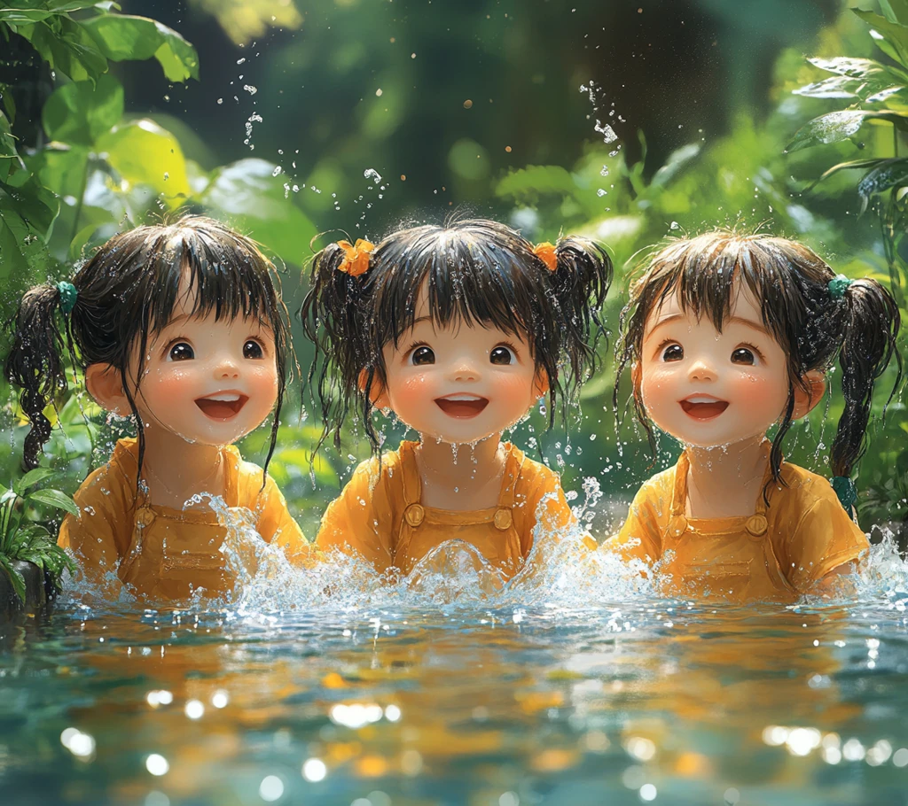 儿童戏水庆佳节