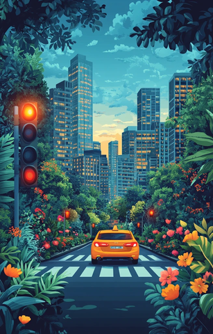 城市街头交通景象