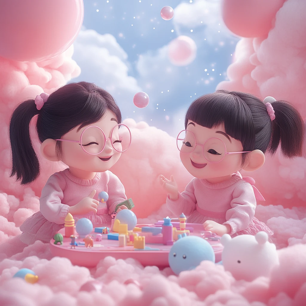 女孩玩乐梦幻背景