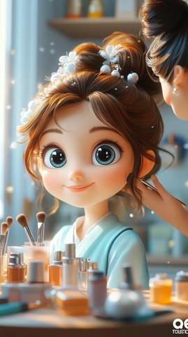 女孩化妆场景