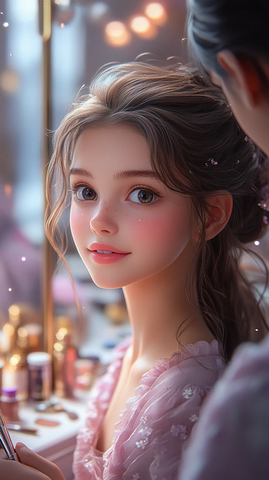 女孩化妆场景
