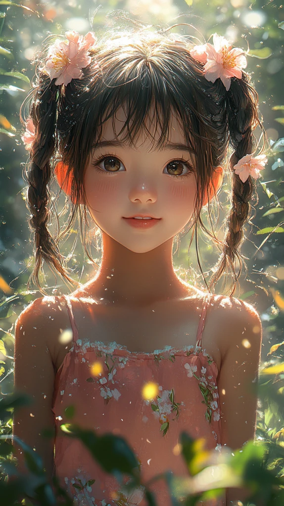 粉裙双马尾女孩