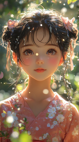 粉裙双马尾女孩