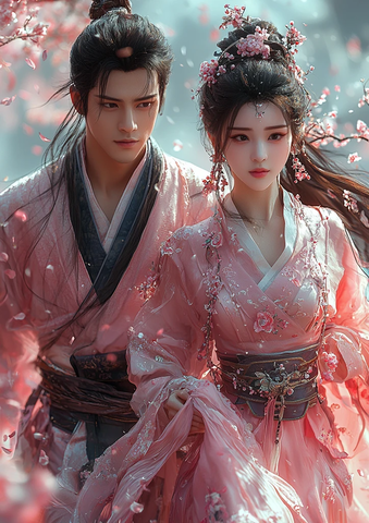 传统服饰青年奔跑