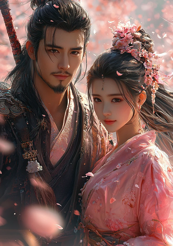 传统服饰青年奔跑