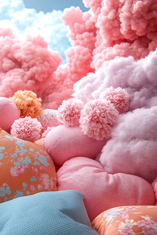 粉云抱枕飘天空