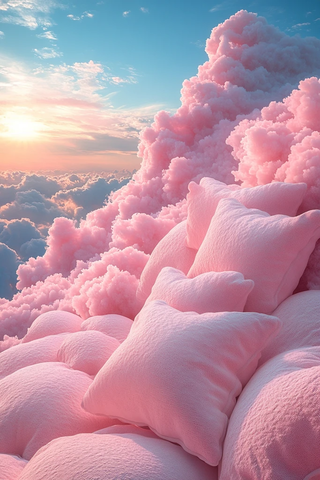 粉云抱枕飘天空
