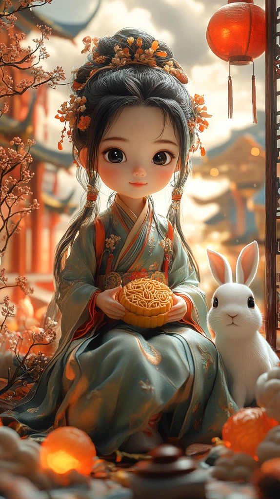 月兔女孩与中秋灯会