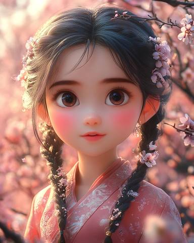 汉服女孩樱花园