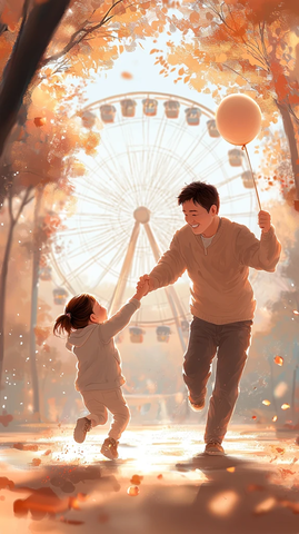 父子游乐场欢聚