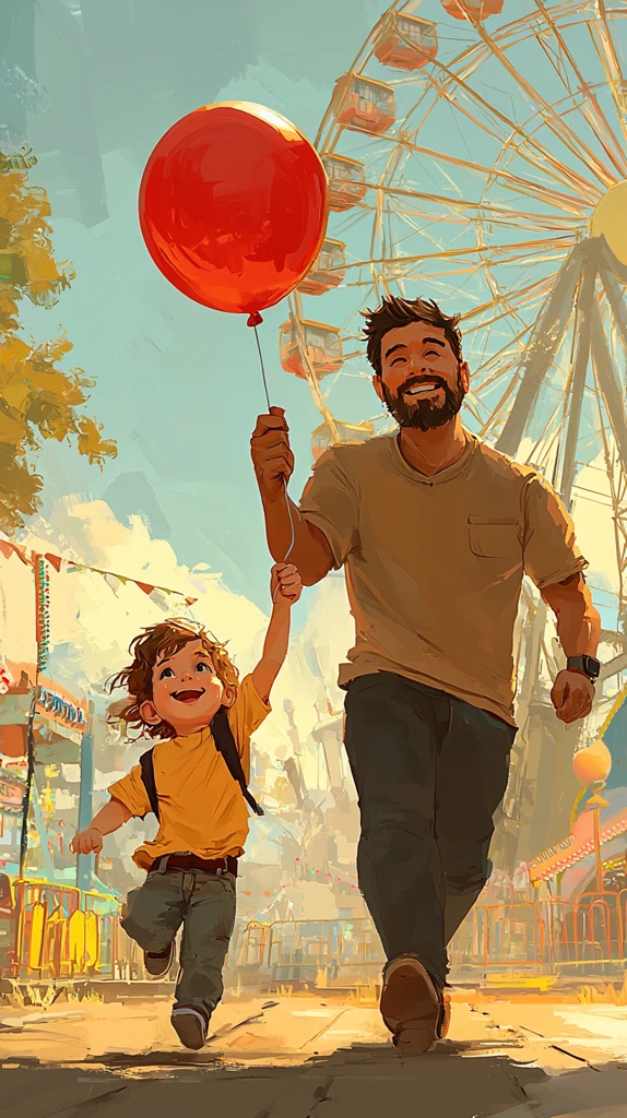 父子游乐场欢聚