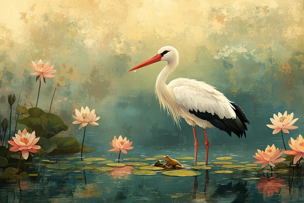 送子鸟含青蛙图