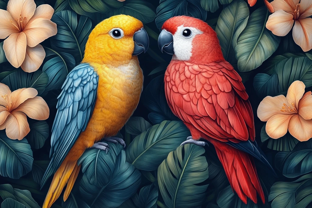 鸟兽彩色卡通图