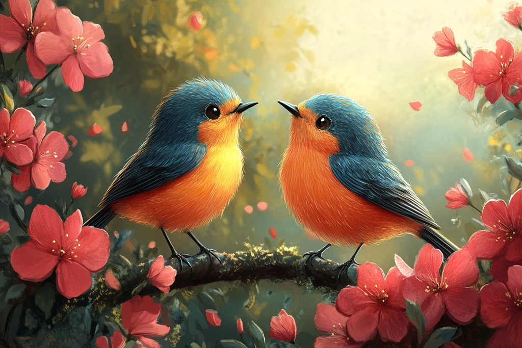 鸟兽彩色卡通图