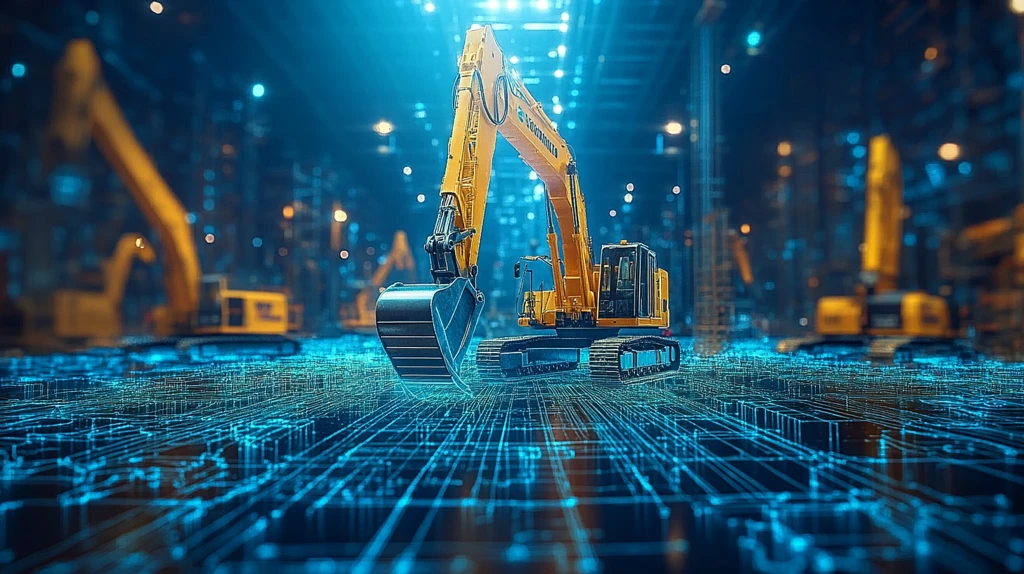 建筑机械蓝线轮廓