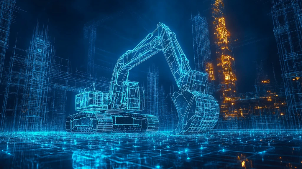 建筑机械蓝线轮廓