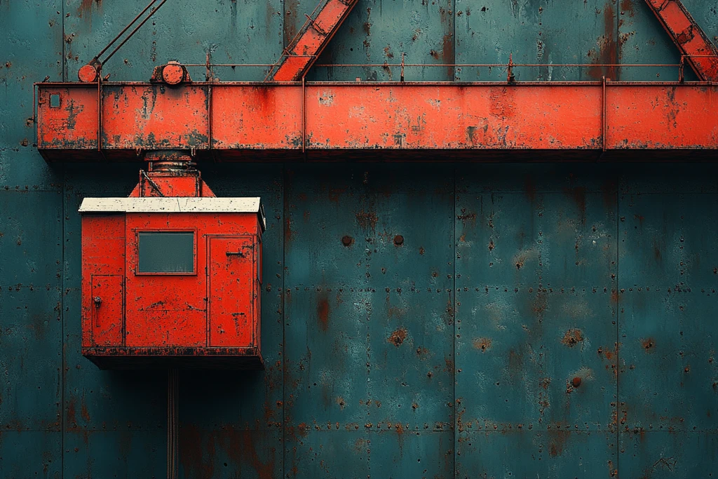 红色蓝色起重机