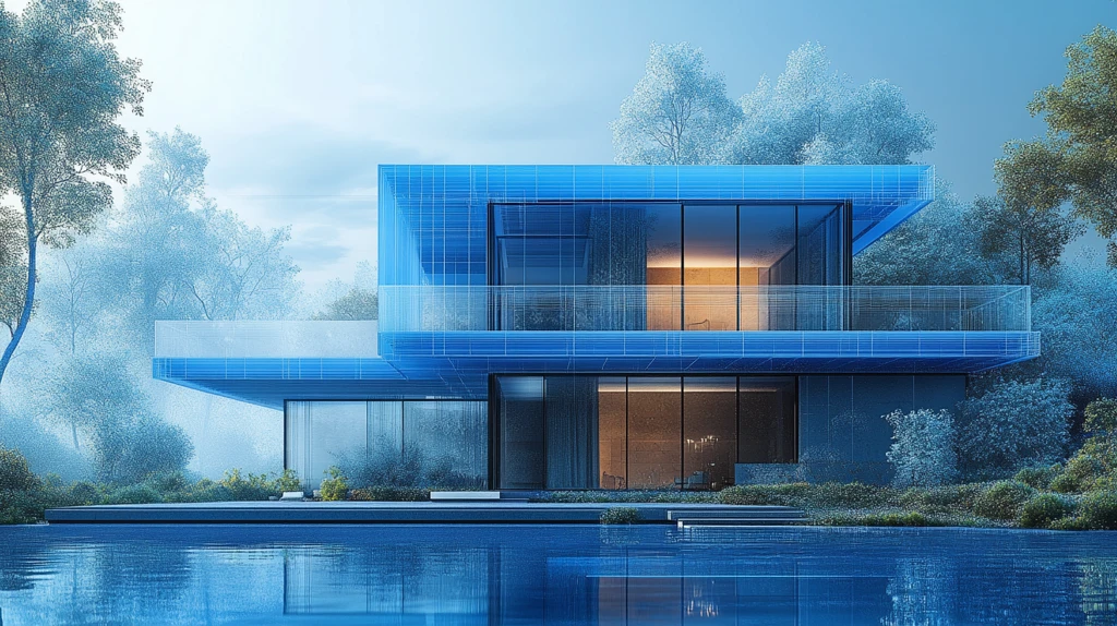 蓝黑线框住宅概念