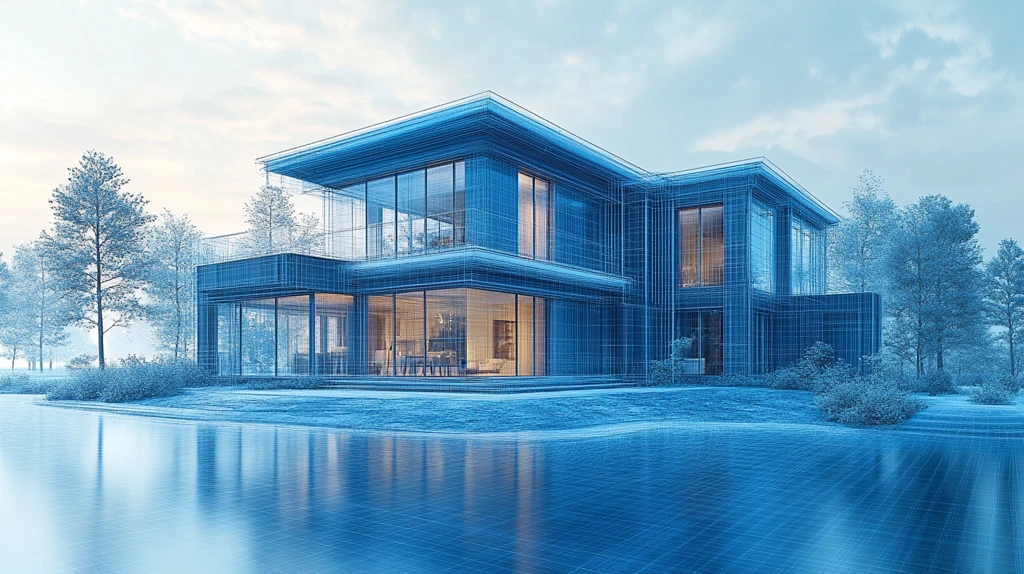 蓝黑线框住宅概念