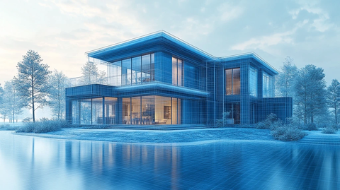 蓝黑线框住宅概念