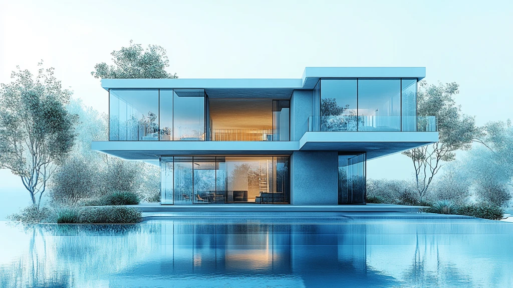 蓝黑线框住宅概念