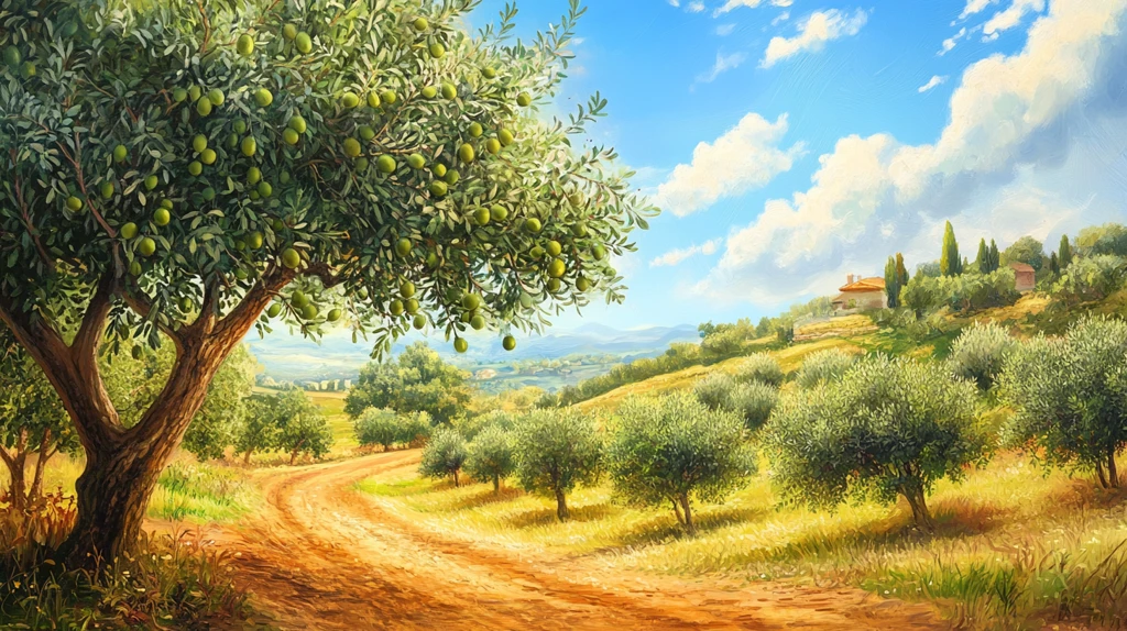 橄榄树木风车图