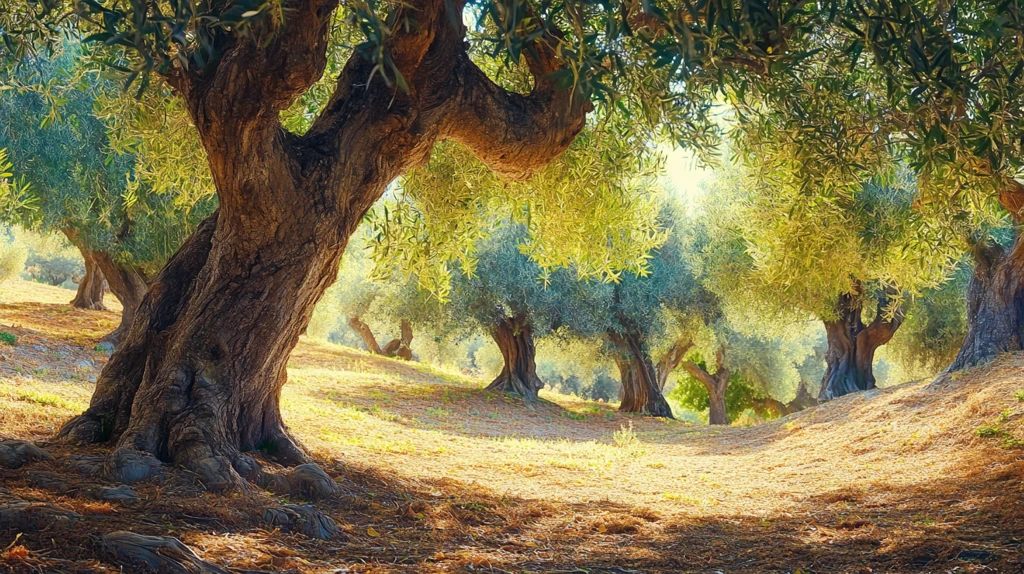 橄榄树阳光灿烂的气氛