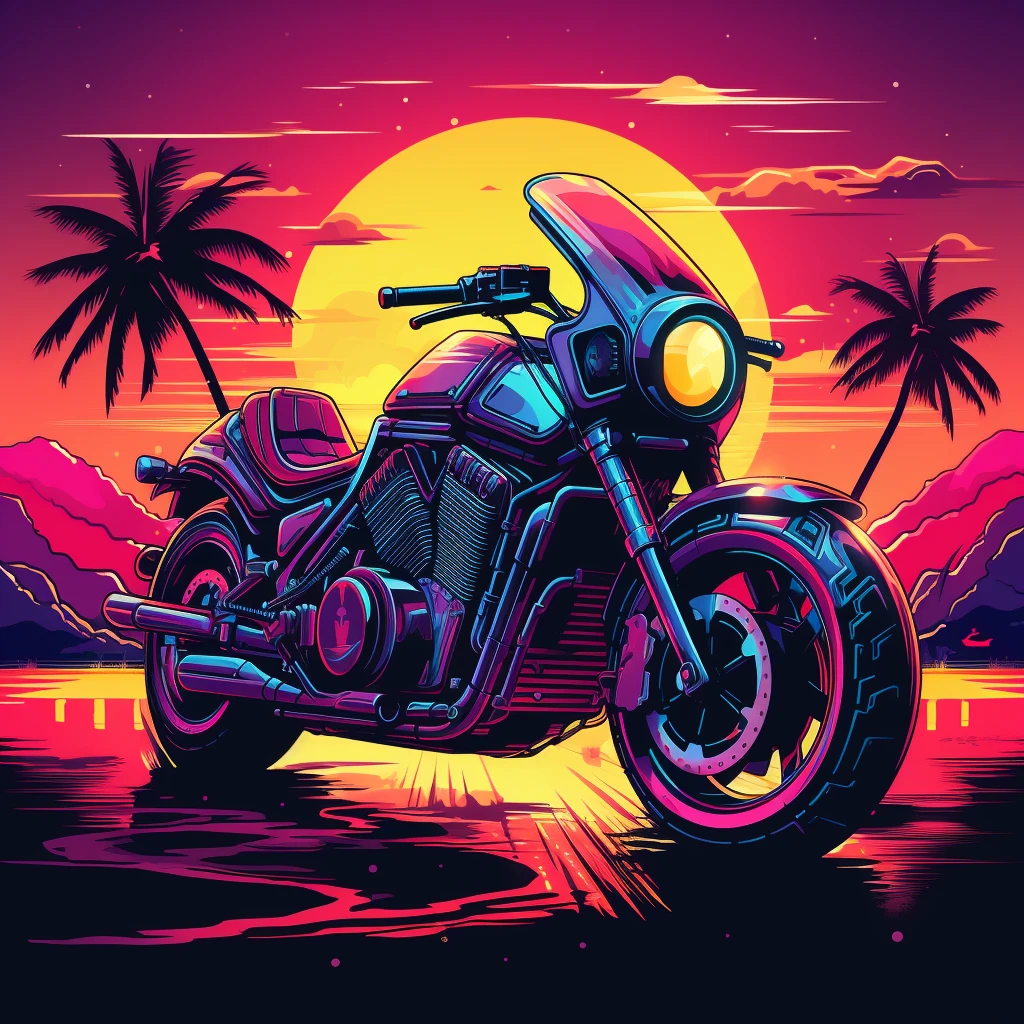 摩托车科幻插画