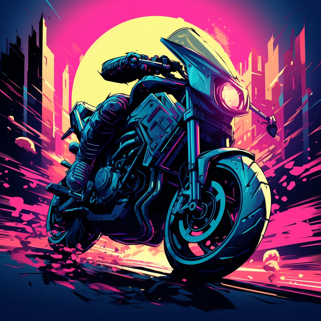 摩托车科幻插画