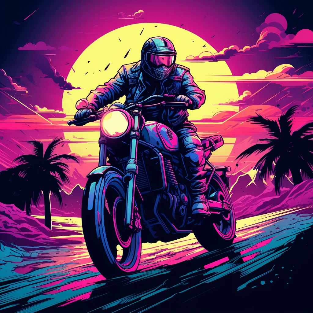 摩托车科幻插画