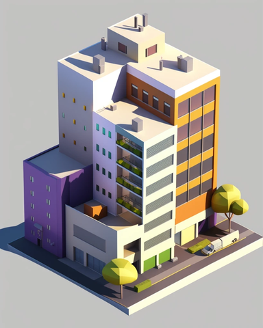 五层建筑低模模型