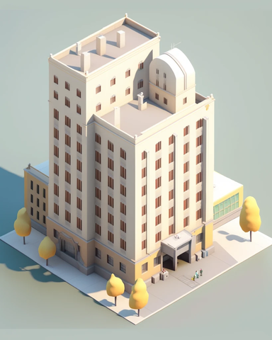 五层建筑低模模型