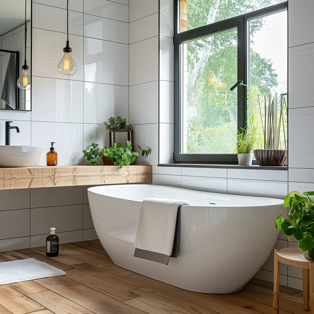 白色浴室矩形瓷砖